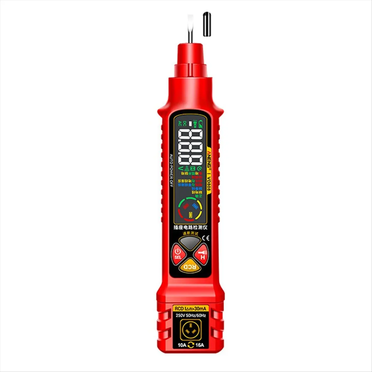 【Socket】 VD808 Digital Socket NCV Tester Circuit Breaker Finders Voltage Measuremen Leakage Polarity Leakage NCV Test US Plug