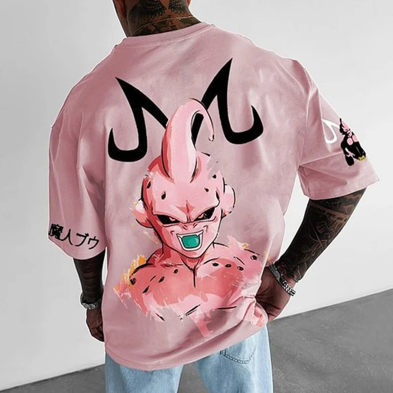 Anime Dragon Ball Z Youth Men Oversize T-Shirt Buu Print Cosplay Summer Cotton Short Sleeve Top Casual Fashion Clothes Gift