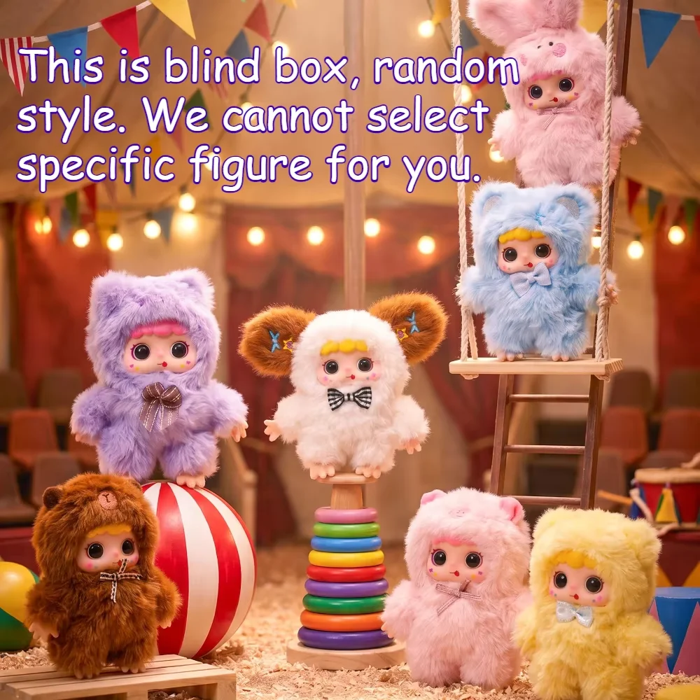 6pcs Cute Furry Plush Doll Mystery Blind Box Random Figure Bag Pendant Keychain Home Decoration Ornament Holiday Gift for Christmas Halloween Thanksgiving Couple Best Friend Surprise Present