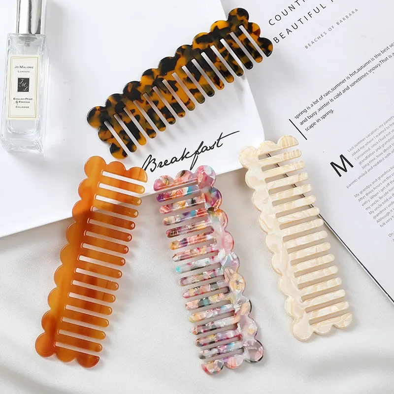 Acetate Wide Teeth Hair Combs Anti-static Hairdressing Comb Scalp Massage Hairbrush Colorful Salon Styling Traveling Accessories