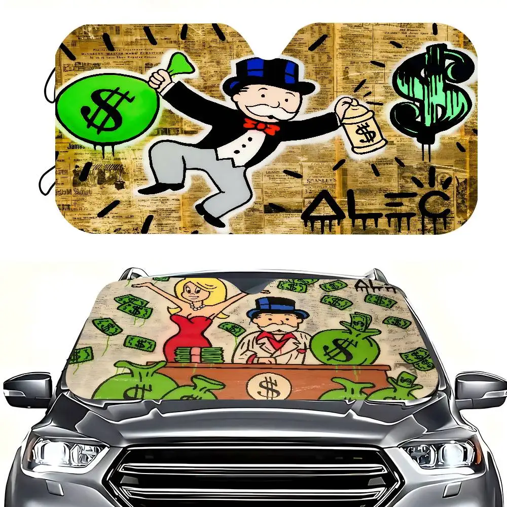 

Dollar A-Alec M-Monopoly Windshield Car Sunshade Funny Animal Windshield Sun Shade Window Cars Folding Rays Sun Visor Protector