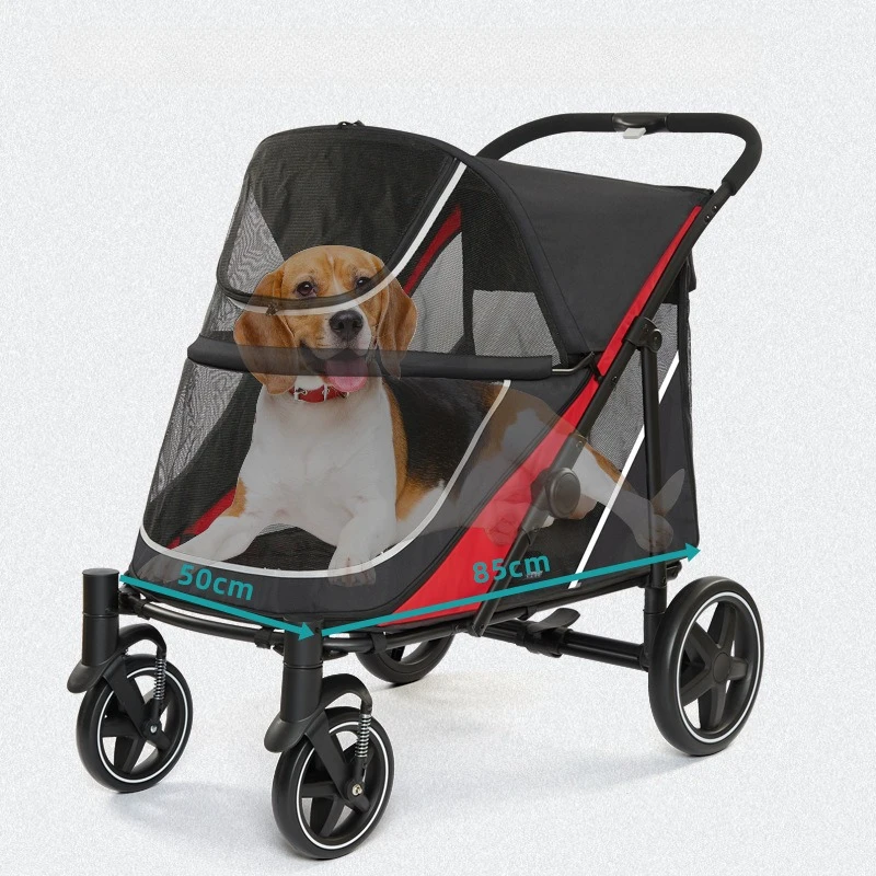 

Large Dog Outdoor Pet Stroller Leisure Travel Go Out Dog Carriers Foldable Damping Dog Stroller Double Door Design Pet Products
