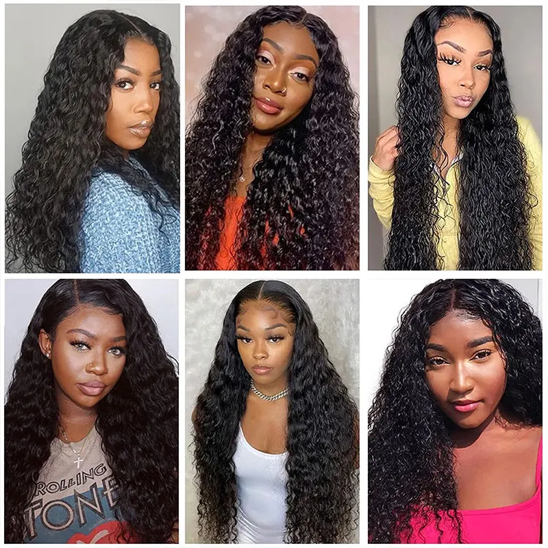 180% Density Deep Wave 13x4 Lace Front Human Hair Wig Curly Wave Lace Frontal Human Hair Wigs For Women Deep Curly Pre Plucked