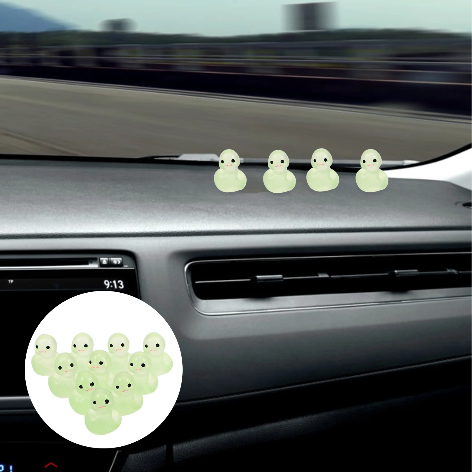 

10Pcs Chinese Zodiac Snake Statues Glow in The Dark Car Dashboard Ornaments Unique Cute Design for Enthusiasts