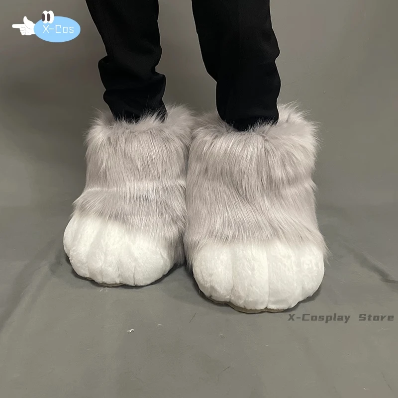 Fursuit Cosplay Paw Shoes Accessories Furry Cosplay Rubbit Cat Boots Cute Fluffy Animal Manga Party Cos Wearable Unisex Costume