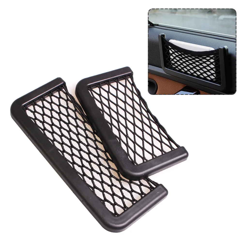 1Pcs Car Organizer Storage Bag Universal Auto Paste Net Pocket Organizer Bag Phone Holder Box Car Accessories 20*8CM 8*15CM