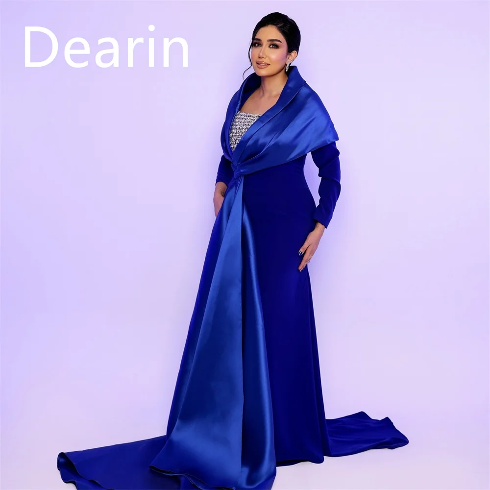 Customized Dearin Square Collar Column Floor Length Skirts Vertically Bespoke Occasion Dresses