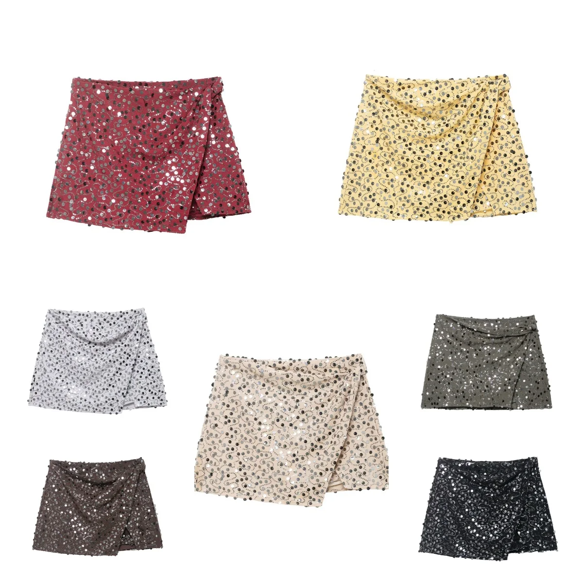 

Jastie Sexy Women New 2026 Low Waist Wrap Sequin Mini Skirt Summer Streetwear Fashion Short Faldas Mujer