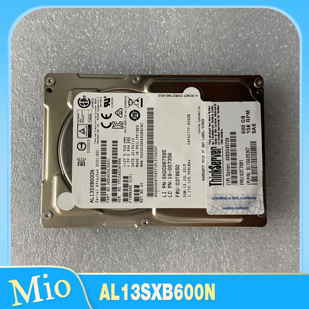 

600GB For Lenovo 03T7881 600G 15K SAS 2.5 03T8650 AL13SXB600N Server Hard Disk