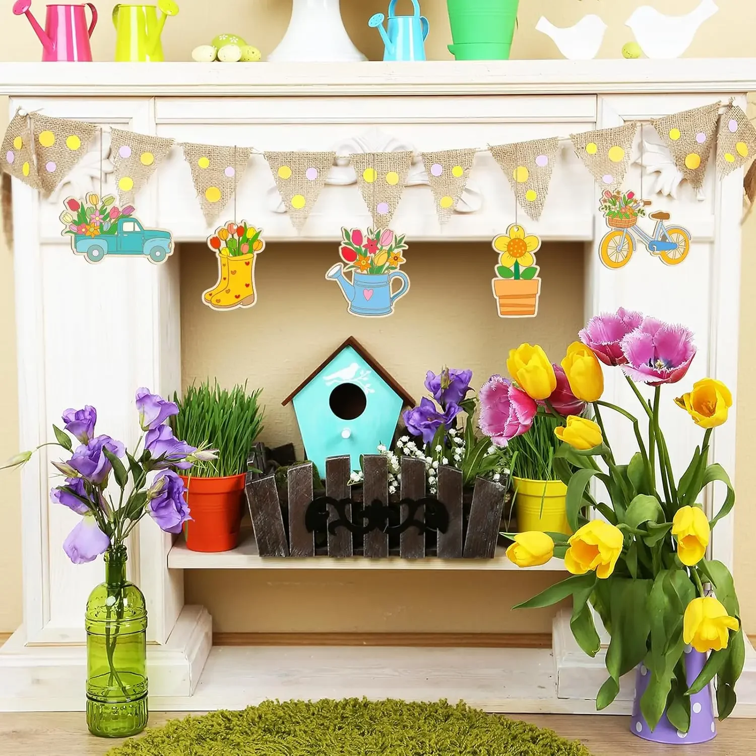 

Unfinished Wood Chip Holiday Decoration Diy Craft Kit More Styles Wooden Flowers Butterflies Bees Family Hanging Decoration Gift