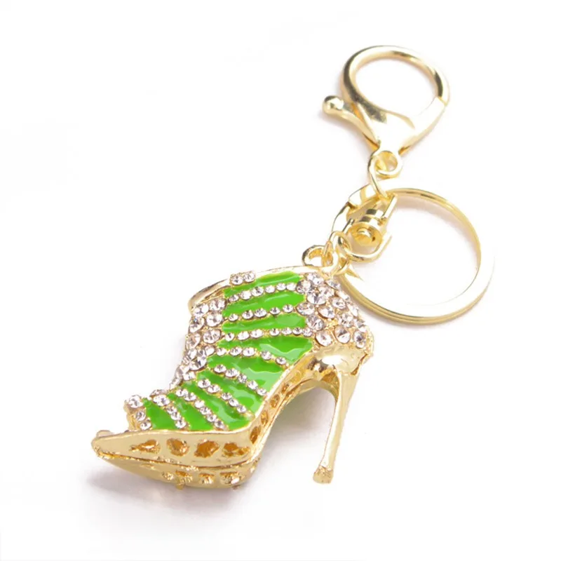 Fashion Rhinestone High Heel Shoe Keychain Ladies Crystal Sandals Keyring Handbag Car Pendant Accessories For Girls Women Gifts