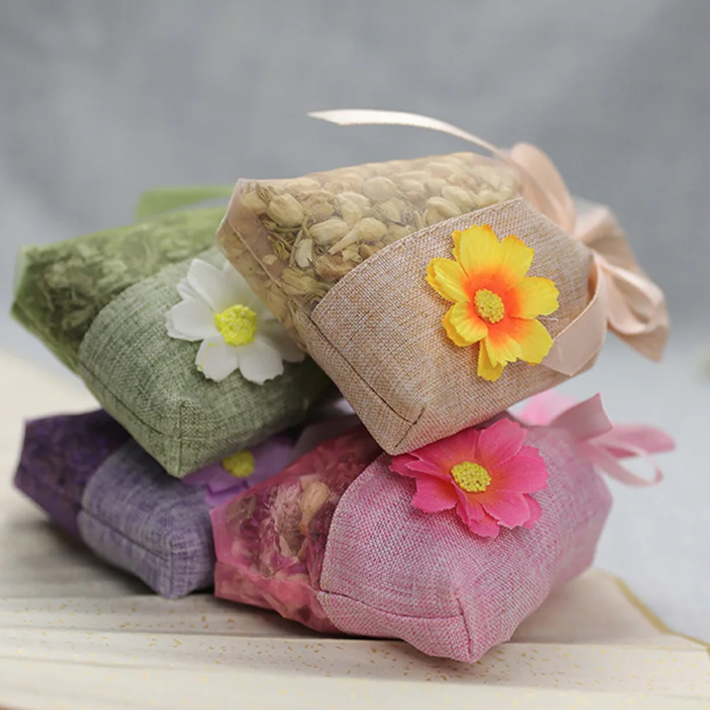 Beautiful Flower Drawstring Sachet Pouches for Lavender Herbs Spice Tea Small Food Gift Bags (Various Colors)