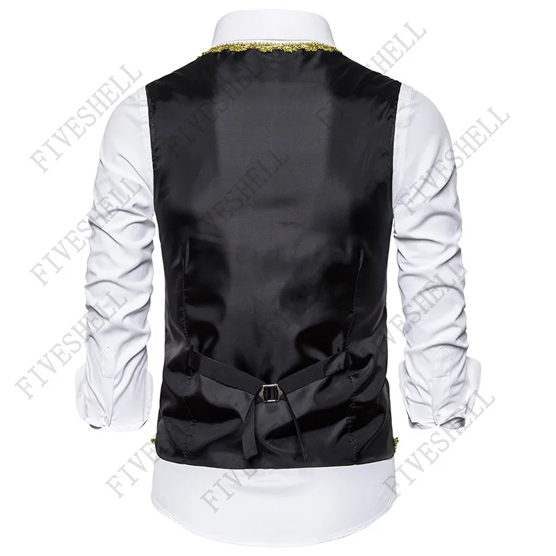 2024 Middeleeuwse Stijlvolle Gouden Borduurwerk Barok Vest Mannen Slim Fit Paleis Prins Zwart Vest Vest Vest Vest Heren Halloween Cosplay Kostuum