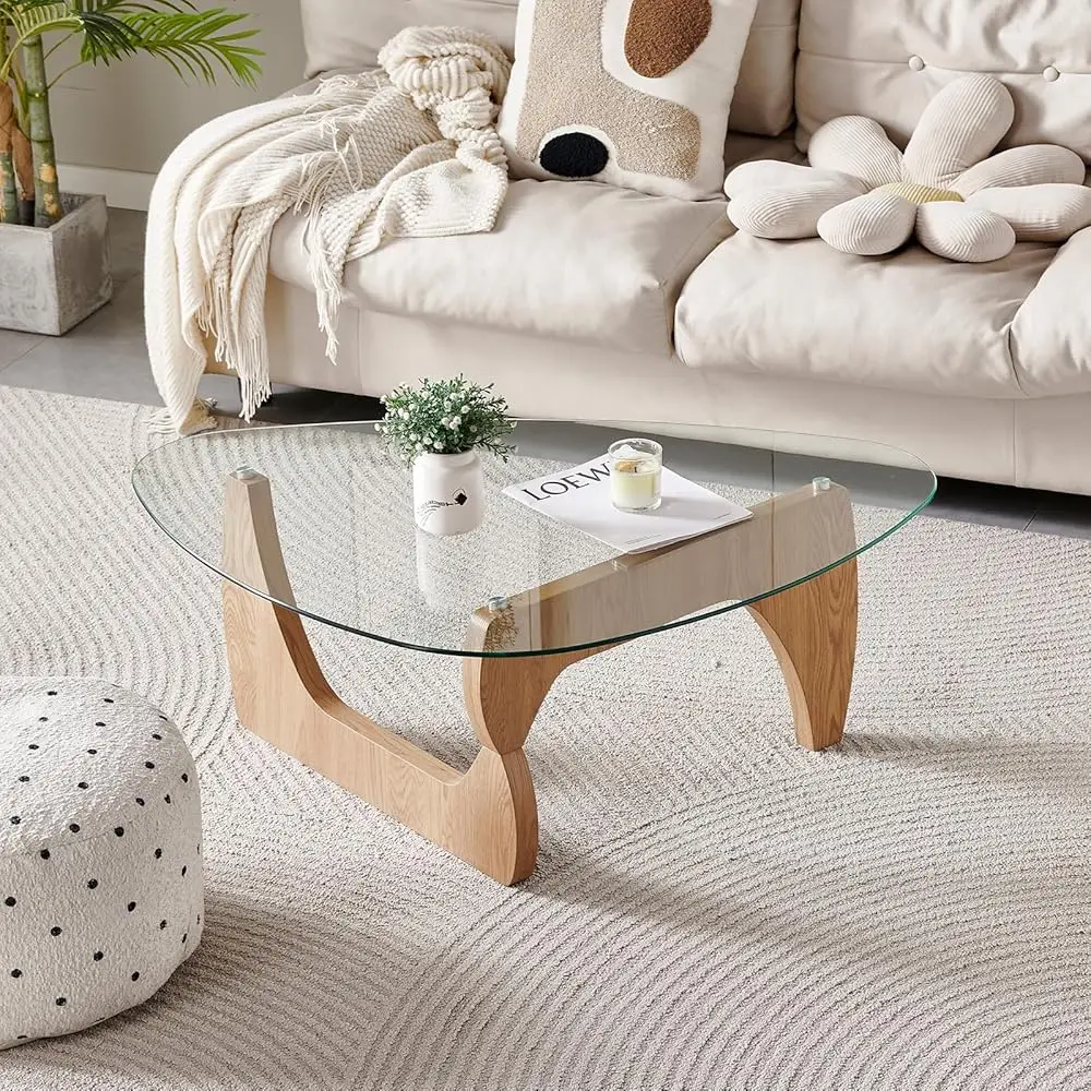 

Wooden Coffee Table - Modern Triangle Side Table， Contemporary, Stylish, High-End Furnishing for Your Living Room (Nature Wo