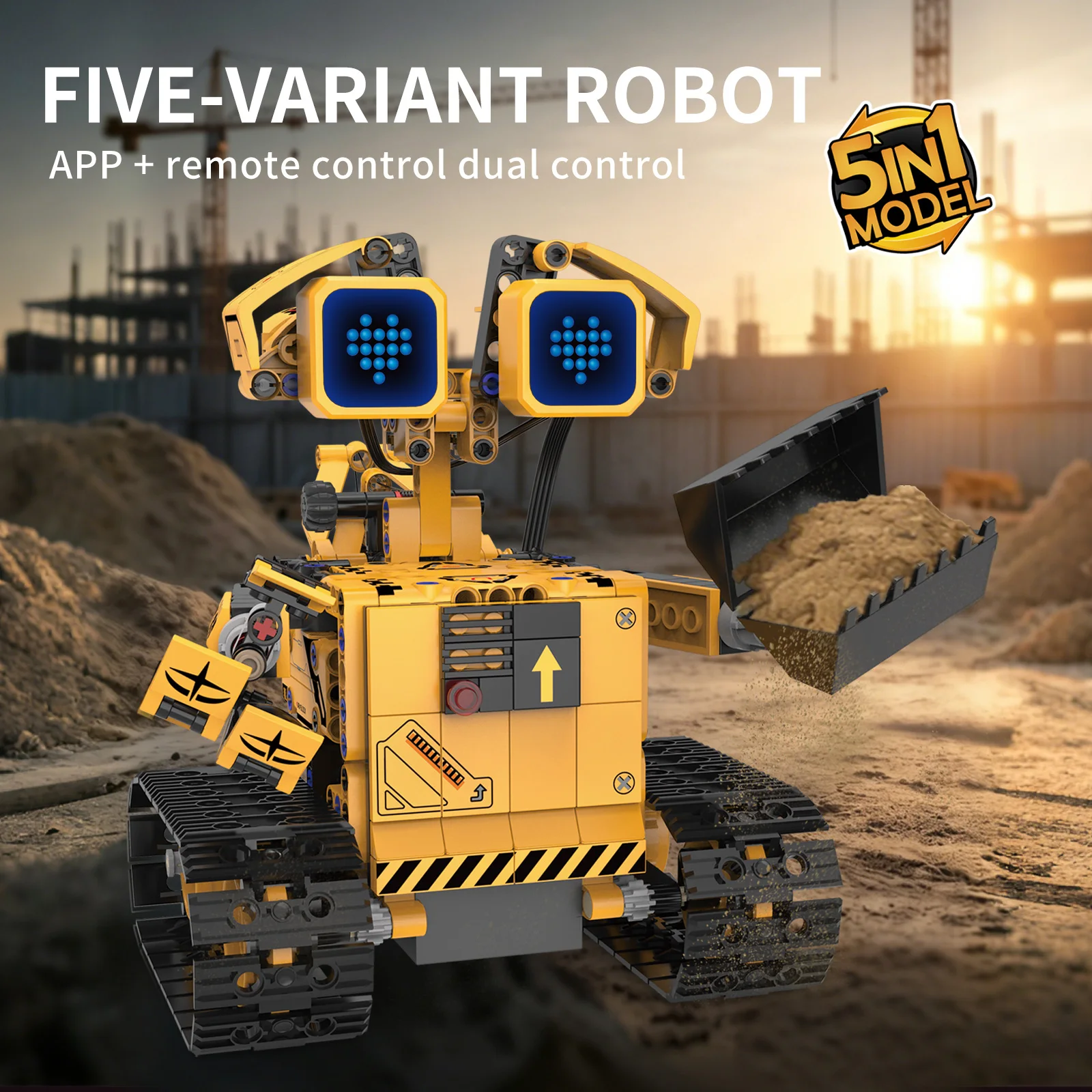 

STEM Toy - 5-in-1 Engineering Robot Assembly Set with LED Screen and Bluetooth Remote Control, Perfect Holiday Gift