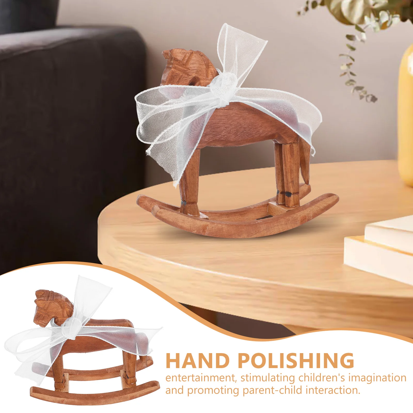 ม้าโยกโบราณ: ม้าโยกไม้รูปสัตว์ขนาดเล็ก สำหรับตกแต่งบ้าน ชั้นวางของเด็ก ตกแต่งห้องนั่งเล่น