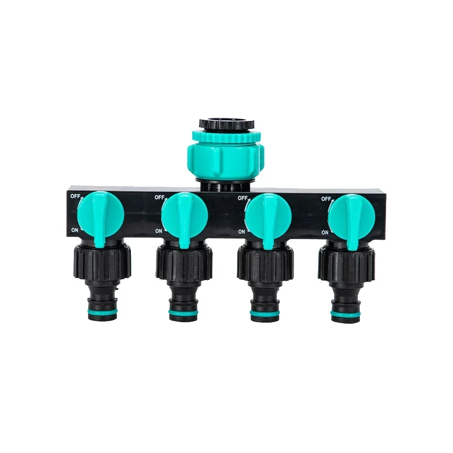 Gartenschlauch-Verteiler, 4-Wege-Wasserhahn-Verteiler, Schlauchanschluss-Verteiler mit vier unabhängigen Schaltern für die Haus- und Rasenbewässerung – Detail 5