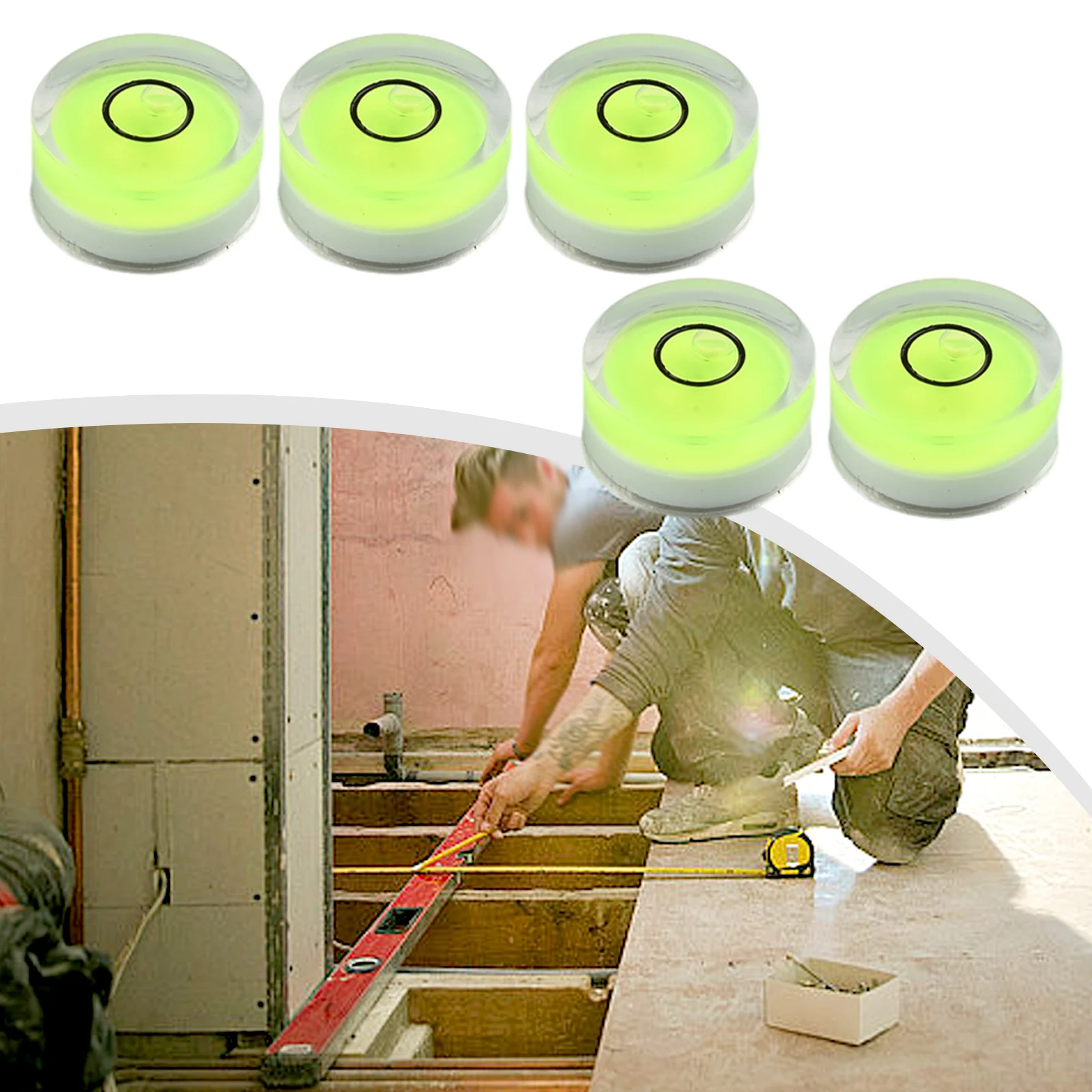 

5pcs Round Bubble Level For Spirit Level Bullseye Level Measurement Instrument Accessories Acrylic Plastic Green