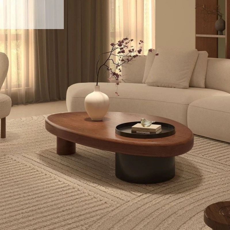 طاولة قهوة بسيطة من الخشب الصلب على طراز العصور الوسطى عبر الحدود لغرفة المعيشة والمنزل على شكل خاص لتخزين طاولة الشاي وسجل إبداعي #3