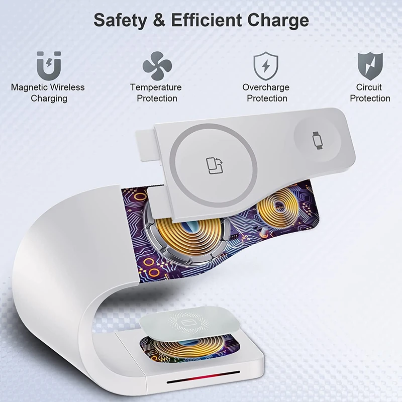 3 Trong 1 Từ Tính Không Dây Sạc Đứng Cho IPhone13 12 Cảm Ứng Sạc Nhanh Incarcator Giá Đỡ Đồng Hồ Apple 7 6 SE tai Nghe AirPods Pro
