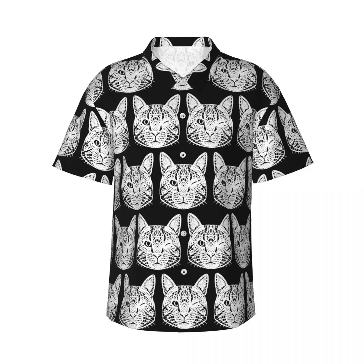 

Baby Lasagna Cat Men's Shirts Hawaiian Short Sleeve Shirt Casual Button Tops for Summer Beach