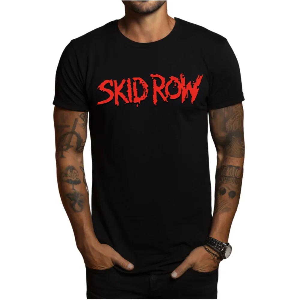 تي شيرت Skid Row Heavy Metal Rock Band باللون الأسود #6