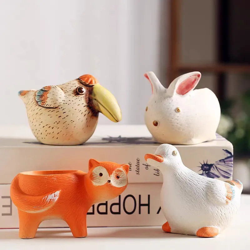 New Cute Cartoon Flower Pot Animal Vase Rabbit Duck Garden Courtyard Succulent Planting Plant Pot