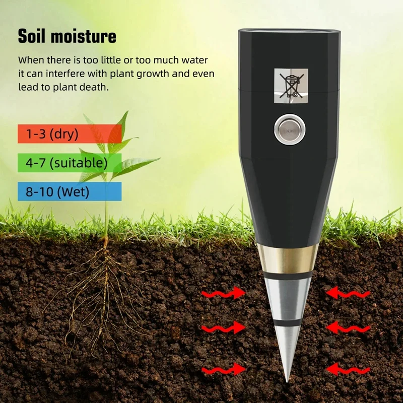ดิน PH Meter เครื่องวัดความชื้นกันน้ําเครื่องทดสอบความชื้นในดินสําหรับสวนกระถางผักเรือนกระจกปลูกเครื่องตรวจจับ