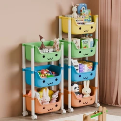 Bookshelf Snack Racks Mobile Toy Storage Trolley Children's Snack Organizer Shelves Bedroom Multilayerl Babies Sundries Trolley