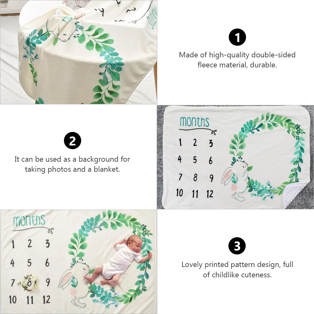 

Growth Memorial Baby Photo Props Soft Fleece Printed Monthly Blanket Lovely Child Pattern Environmental Dye Bright