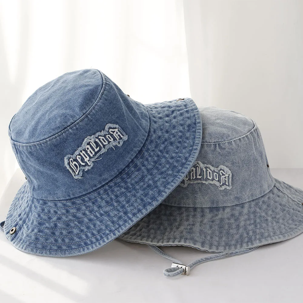 2025 للجنسين القطن دلو القبعات النساء الصيف واقية من الشمس بنما قبعة الرجال الدنيم النسيج القبعة في الهواء الطلق صياد قبعة قبعة الشاطئ #4