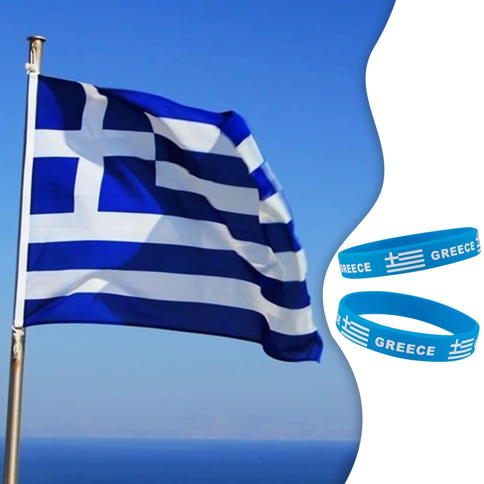 2pcs Greece Flag Silicone Bracelet Sports Game Wristbands Greek Flags Wrist Strap for Men Women Rubber Band Fashion Accessories