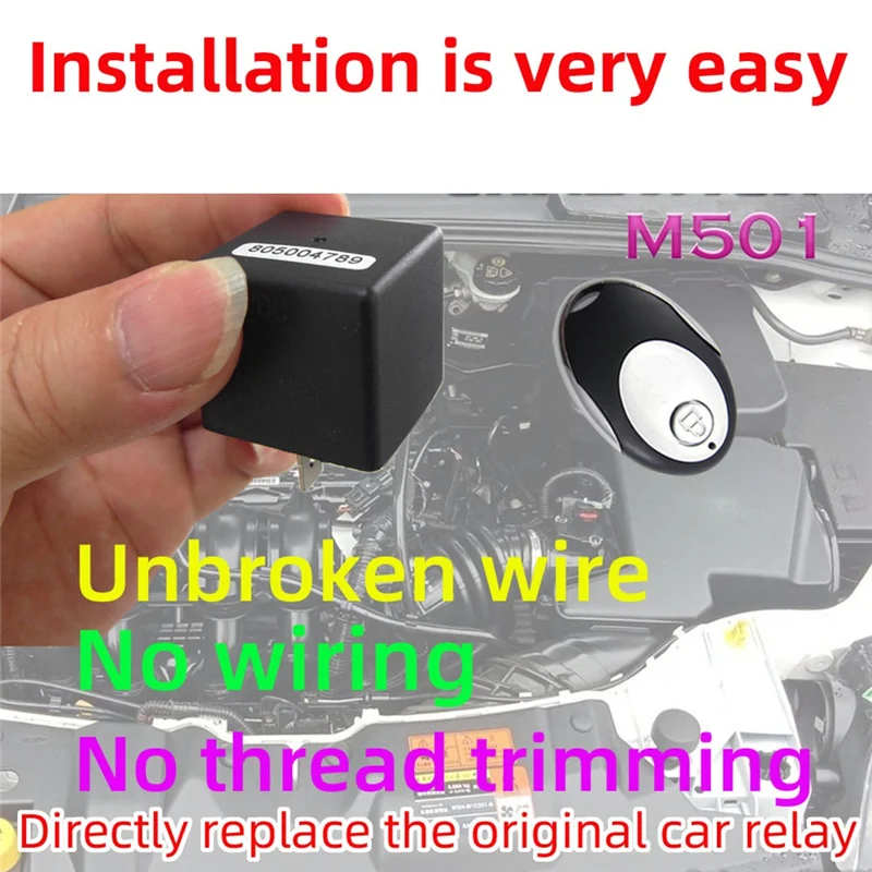 12V Wireless Immobilizer Car Engine Lock Intelligent Security Anti-Theft System Replaceable Relay Shaped Device
