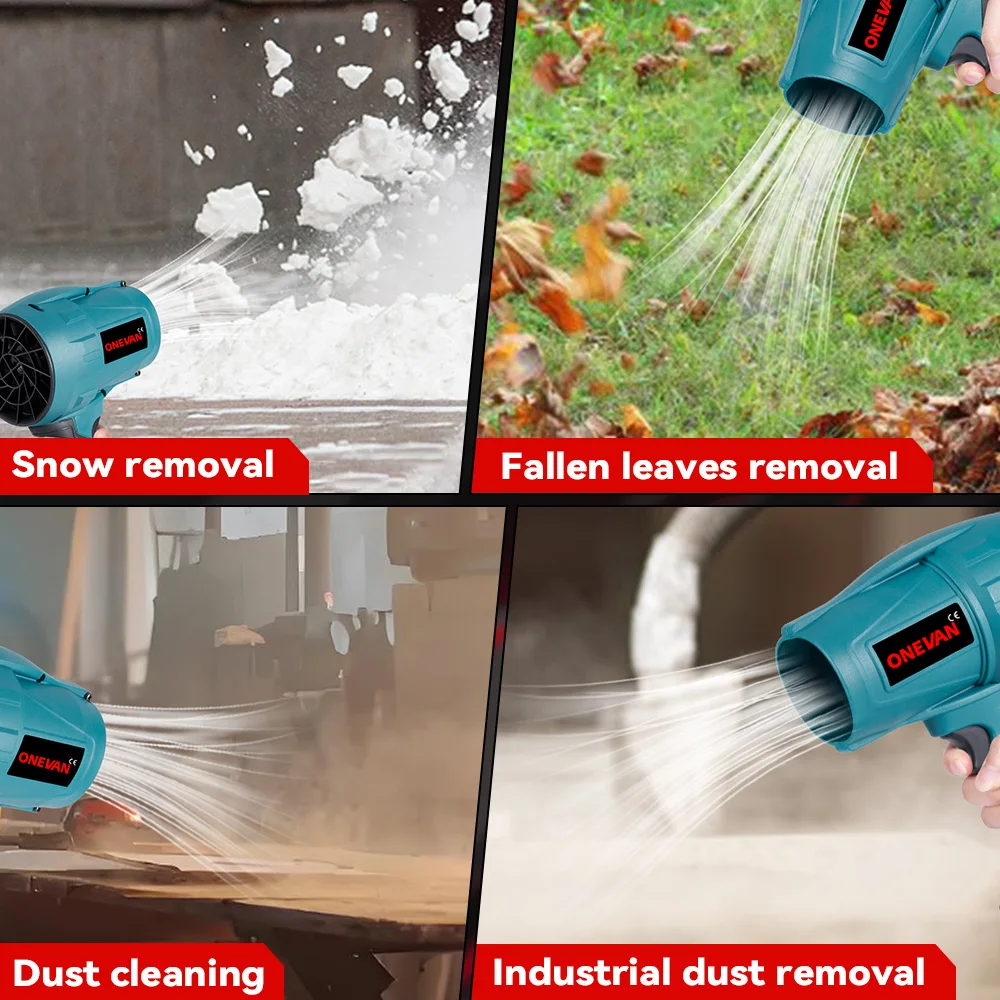ONEVAN 1200 واط الكهربائية توربو منفاخ اللاسلكي 150 متر/الثانية يده منفاخ الهواء الغبار ورقة الثلج تهب أدوات ل ماكيتا 18 فولت بطارية دبوس