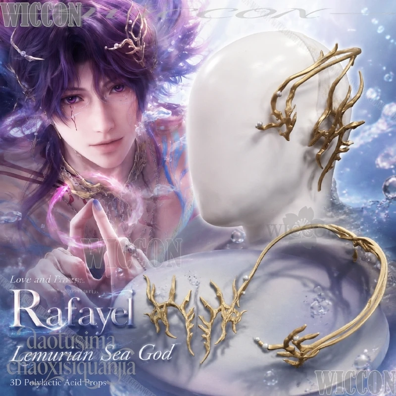 

Rafayel Lemurian Sea God Cosplay 3D Polylactic Acid Props Accessories Earring Earwear Headwear Cos Anime Game Love And Deepspace