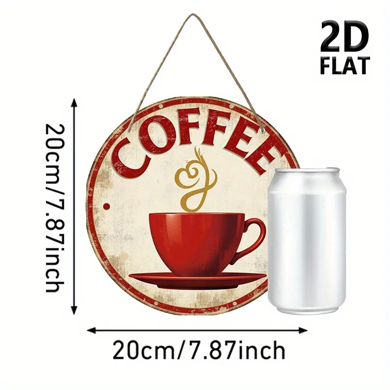 2D Flat, Vintage Coffee Cup Wall Art - 7.87