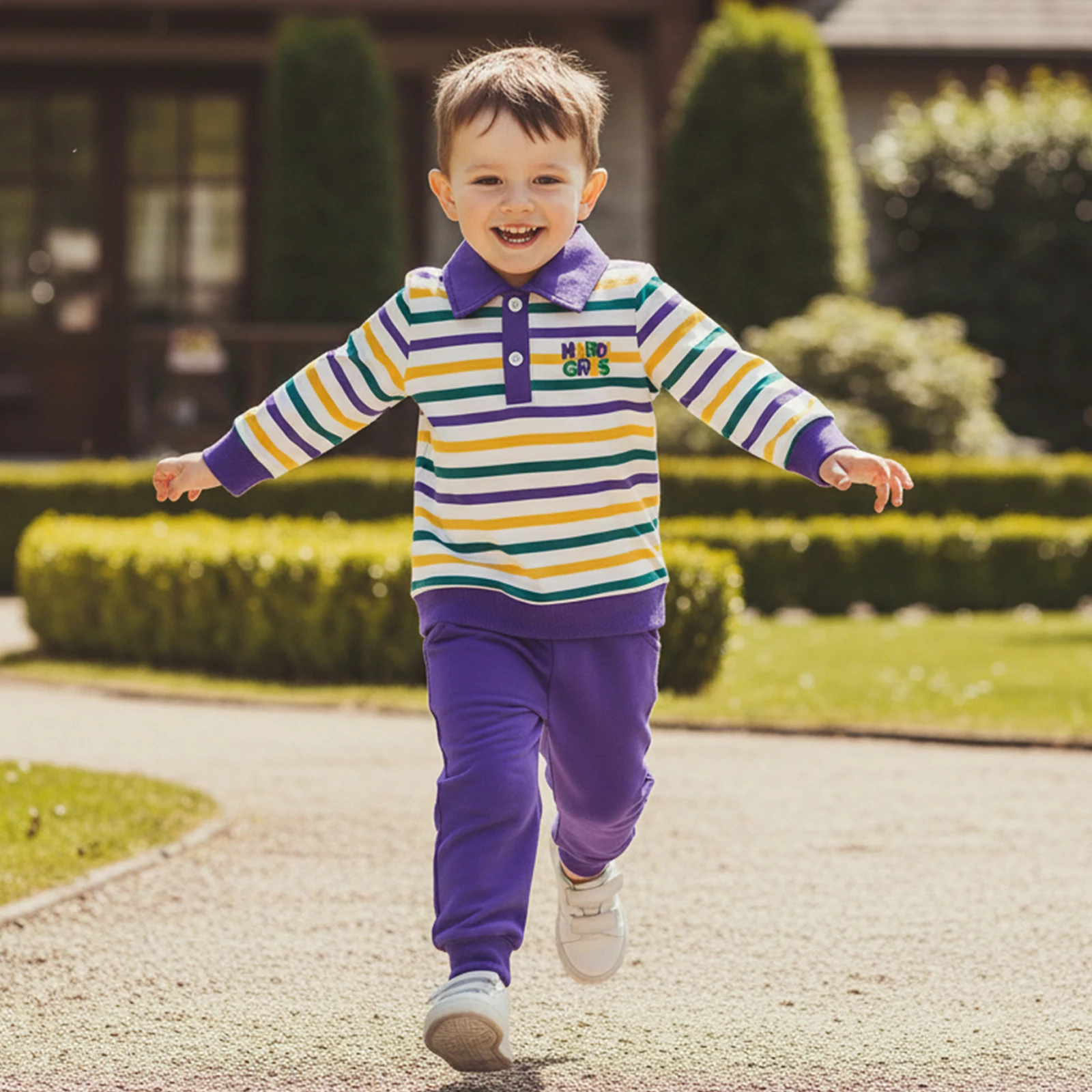 

Baby Boys Holidays Clothes Set Long Sleeve Striped Sweatshirt with Elastic Waist Sweatpants MardiGras Infant Boys Clothing