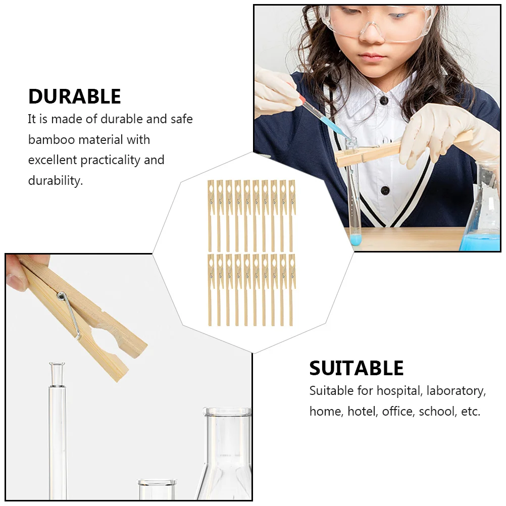 

20Pcs Bamboo Test Tube Clamps Durable Scratch Resistant Practical Clips for Laboratory Experiment Equipment Test Tube Clamp