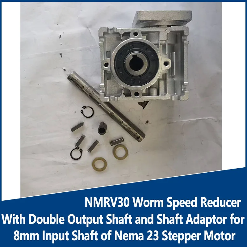 

Червячный редуктор NMRV30 с двойным выходной валом и адаптером вала для входной вала 8 мм шагового двигателя Nema 23 5:1-80:1