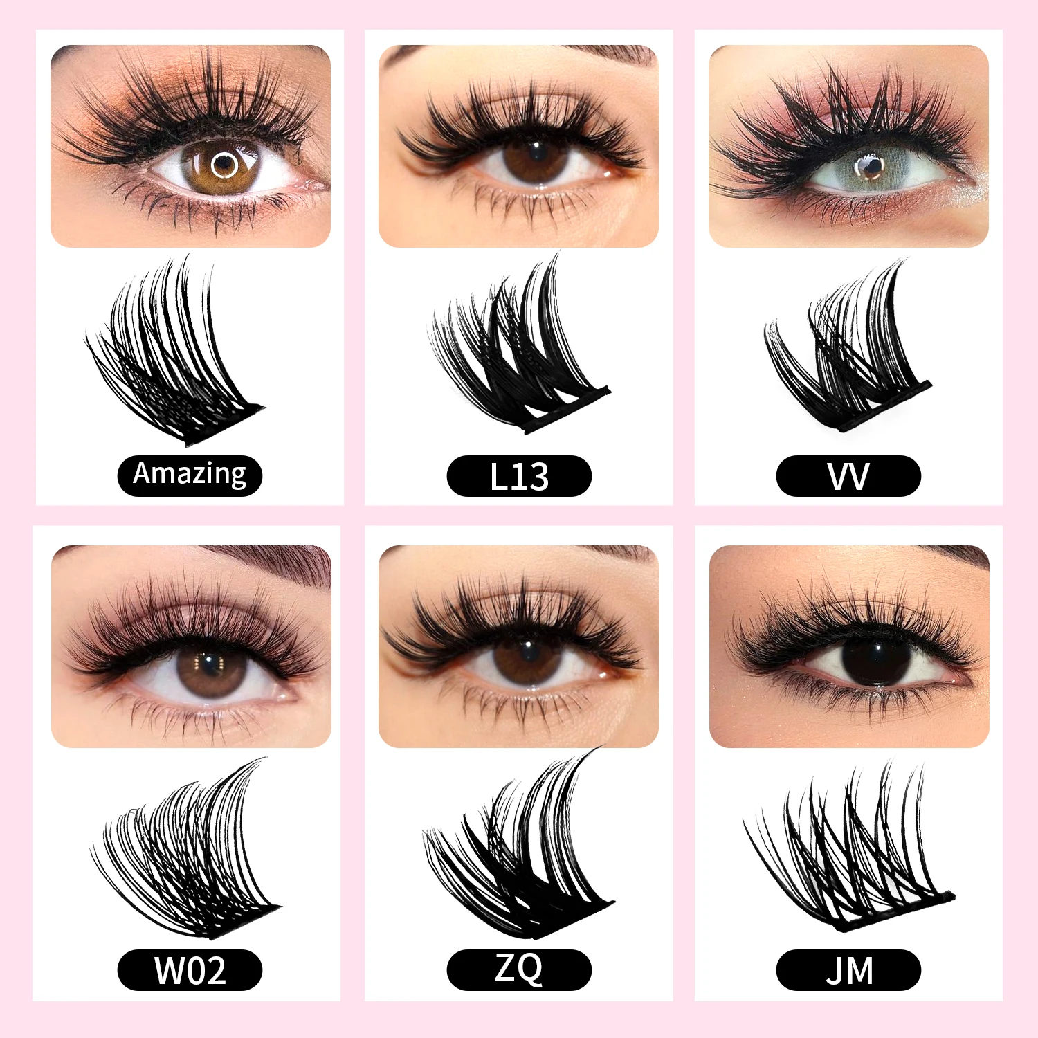 ABONNIE 30D/40D/60D/80D Mix C D Curl Bunches Individual Lash Extensions Clusters Lashes Soft Natural False Eyelashes