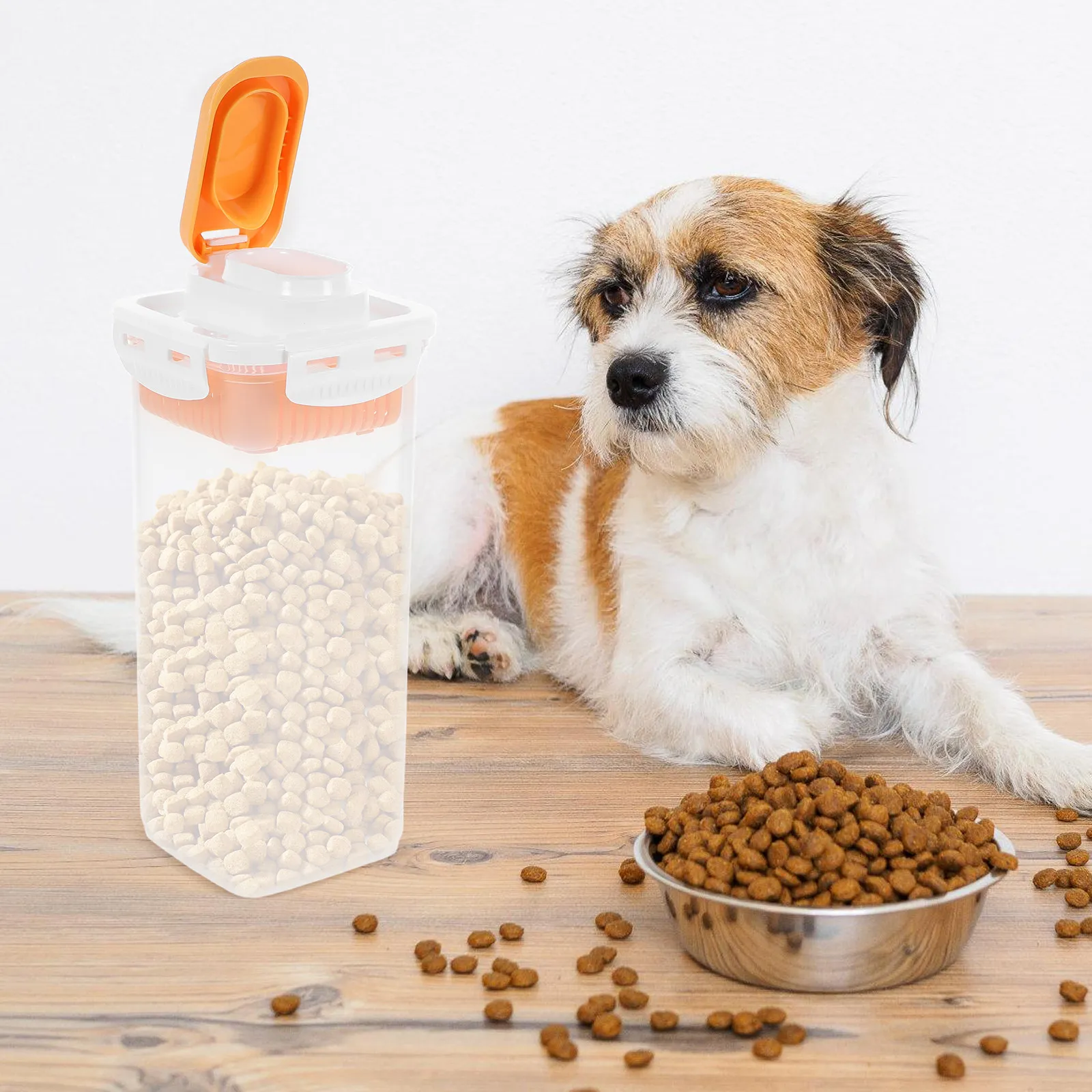 Dog Food Container Airtight 1.7L Pet Treat Storage Bin Durable Seal Keeps Food Treat Holder Pet Basket