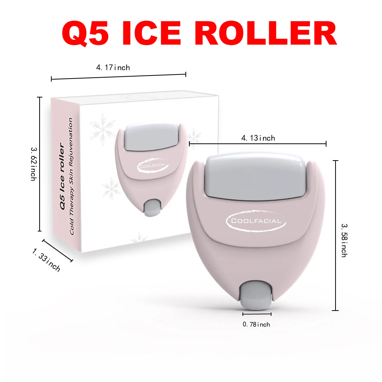 

Розовый охлаждающий роликовый массажер Q5 2 в 1, массажер для лица и тела из нержавеющей стали, восстанавливающий эффект от солнечных ожогов