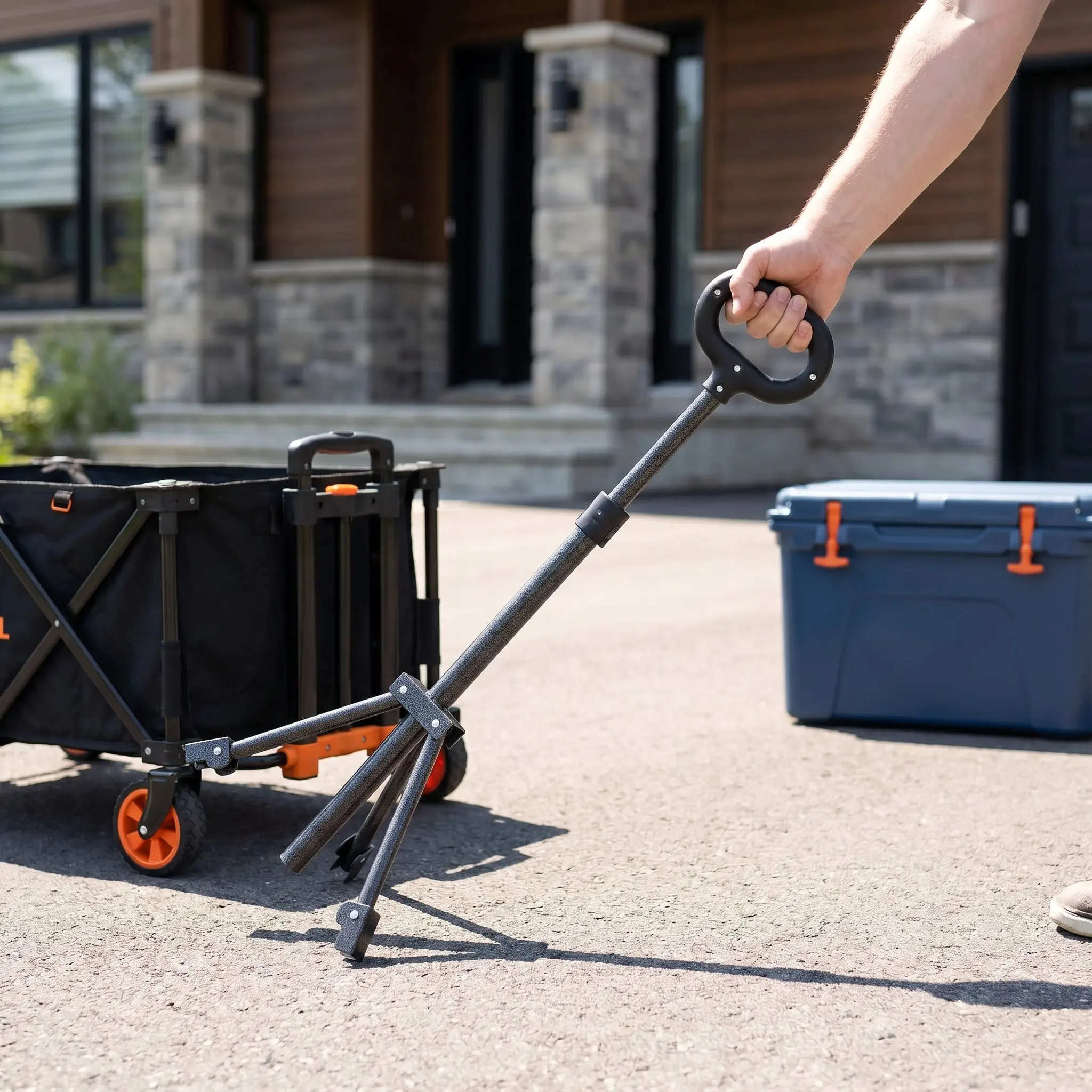 1 Set Folding Wagon Handle Retractable Cart Handle Adjustable Pull Rod Garden Trolley Wagon For Pulling Outdoor Beach Camping
