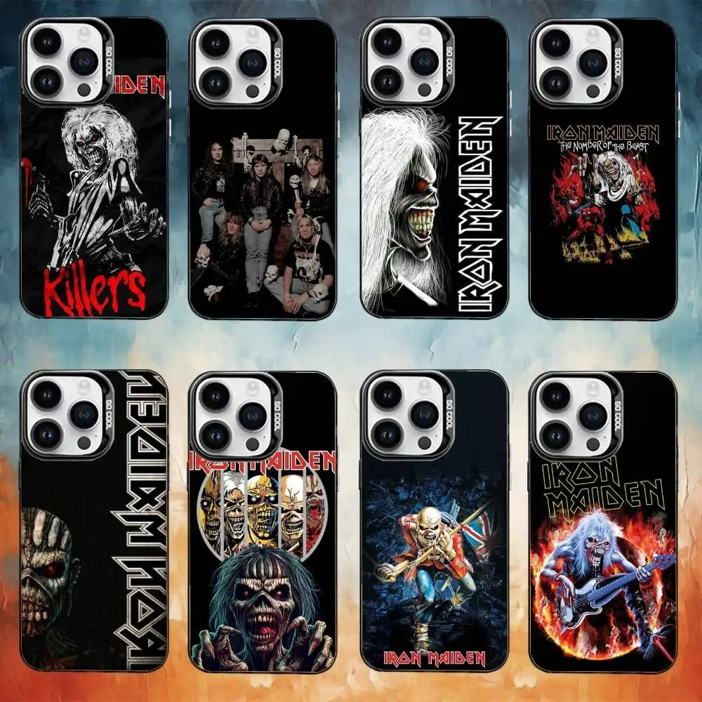 

I-Iron M-Rock M-Maiden Phone Case Color Silver Shell For IPhone 17 16 15 14 13 12 11 Pro Max Plus