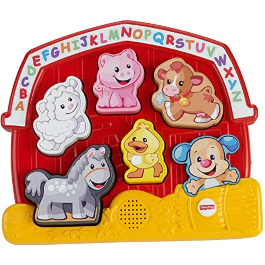 

FisherPrice игрушка для сортировки форм для малышей, смех, обучение ферме, головоломка с музыкальными звуками для детей от 1 до 3 лет