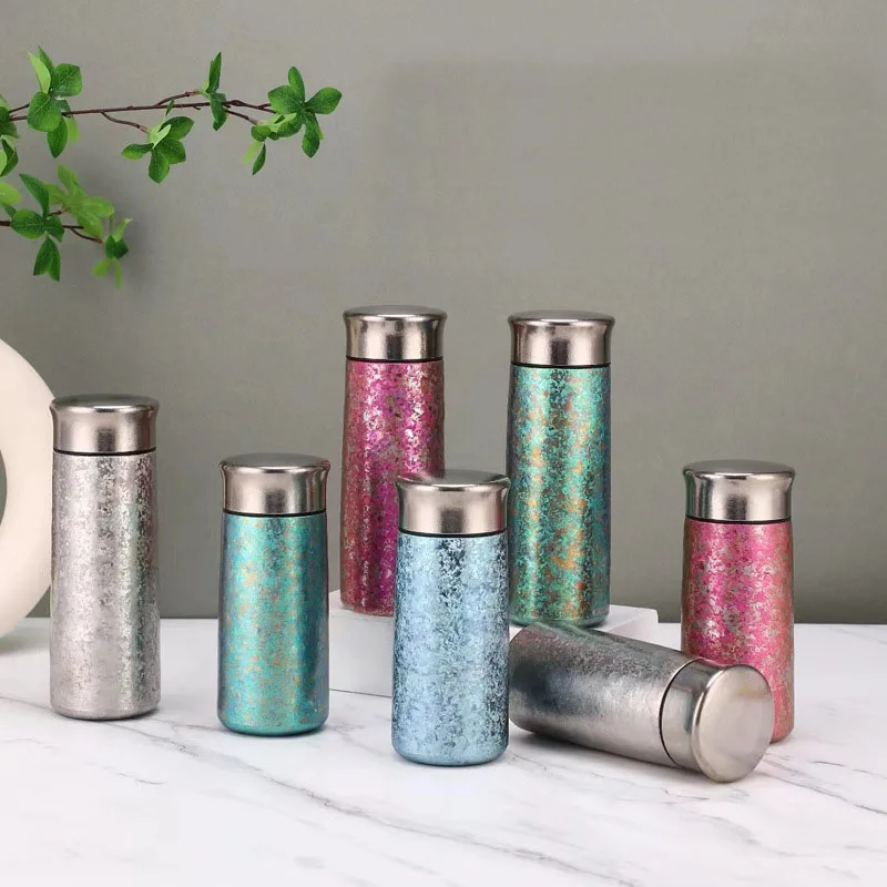 

210/310ML Mini Thermos Cup,Double Layer Pure Titanium Vacuum Flasks,Crystallization Drinkware,High-grade Thermal Water Bottle