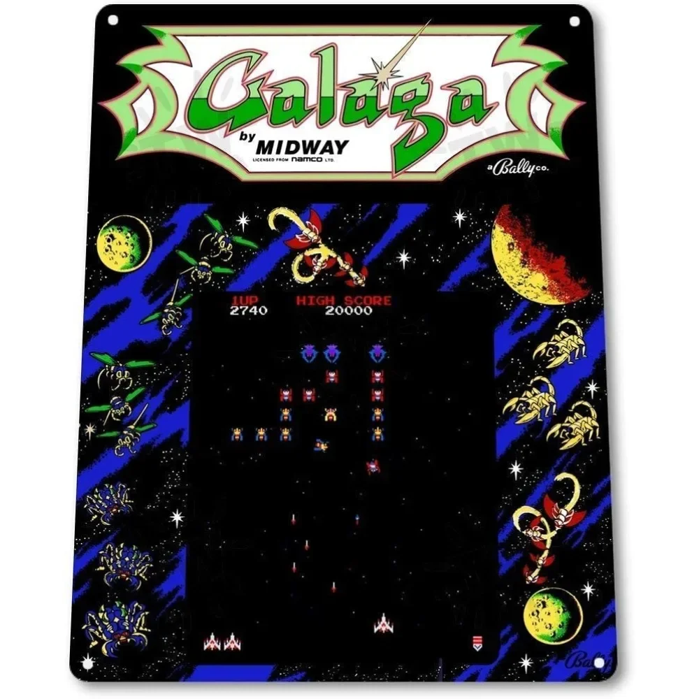 BDTS Galaga Arcade Shop Game Room Art Marquee Consol Novelty Parking Retro Metal Tin Sign Plaque Poster Wall Decor