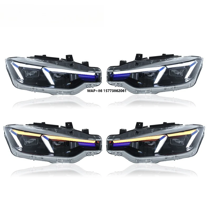 1 Set for 12-18 3 Series Blue Eyebrow Headlight Assembly Modification F30/F35 High-end LED Lens Turn signal