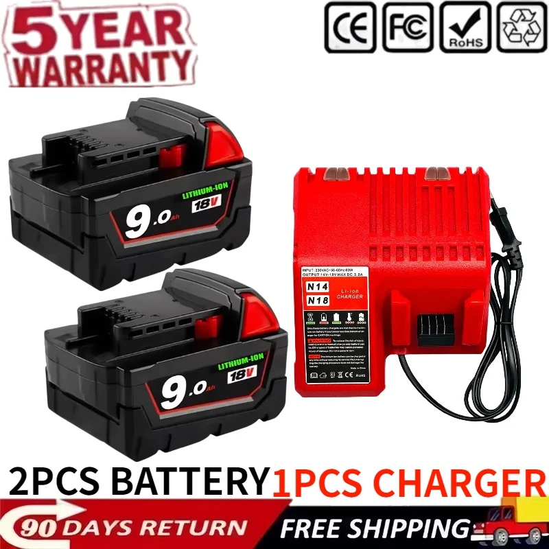 

For 18V M18 Milwaukee Lithium ion Battery forM18 B6 XC 48-11-1815 2604-2048-11-1850 Rechargeable tool battery