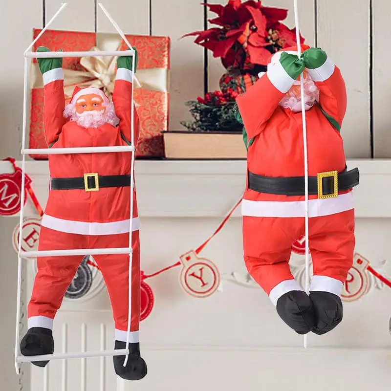 Huge Christmas Santa Claus Climbing Rope Ladder Santa Claus Christmas Tree Decoration Inflation Outdoor Santa Claus Doll Pendant